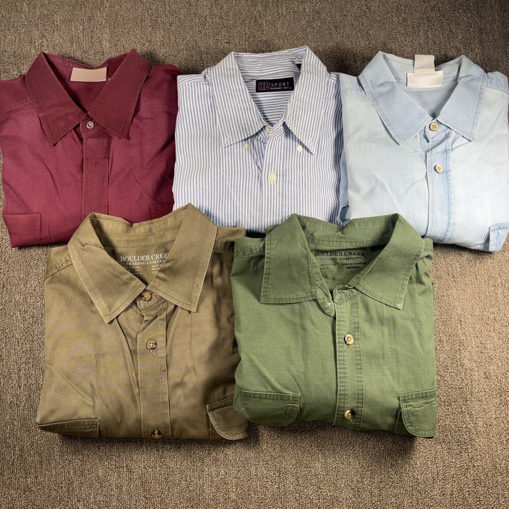 Men’s Button Up Short Sleeve Lot XLT 5 Shirts King Size Clean